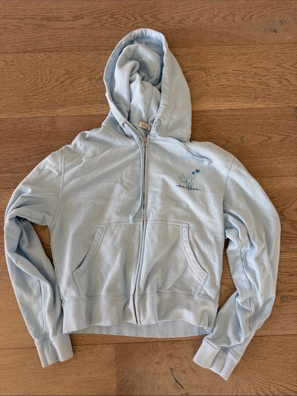 Roller Rabbit Light Blue Zip Hoodie with Embroidered Detail